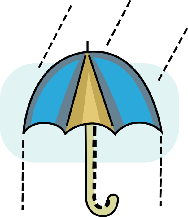 Vector Illustration of Umbrella or Parasol Provides Protection from Inclement Weather Rain or Bright Sunlight