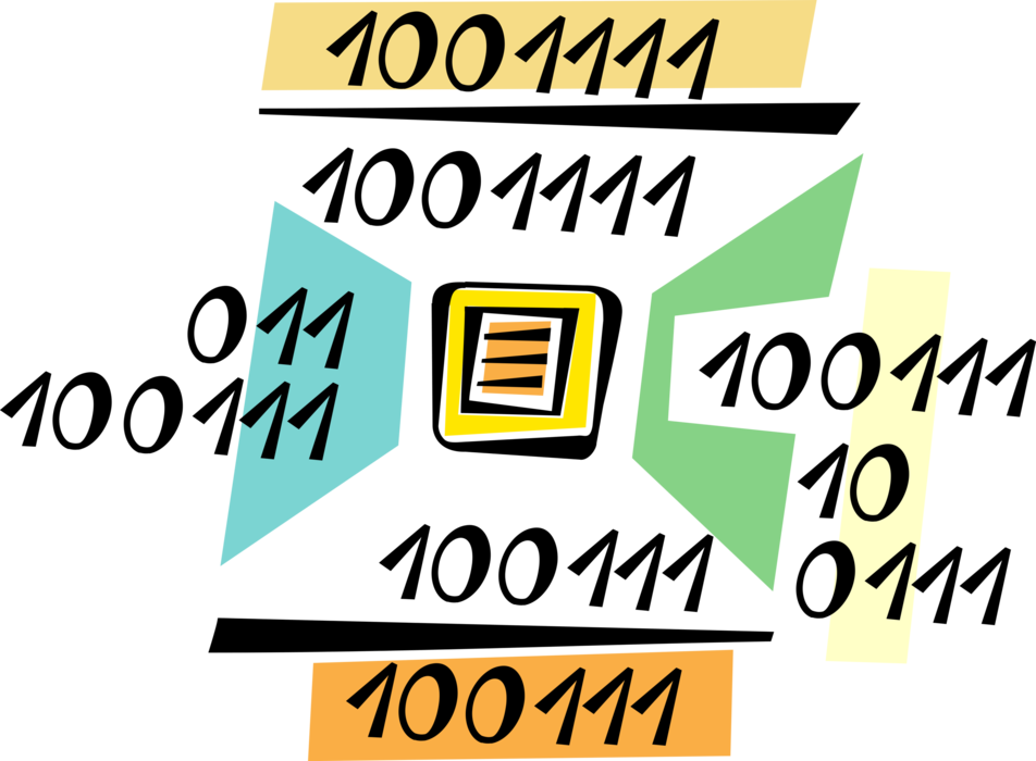 Vector Illustration of Computer Information Technology Digital Binary Code One's and Zero's