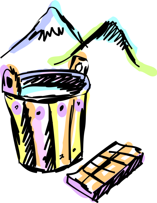 Vector Illustration of Dairy Milk Cow Milking Bucket Pail with Swiss Chocolate Bar Candy Confection