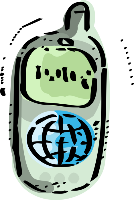 Vector Illustration of Mobile Smartphone Phone Telephone Makes and Receives Calls Over Radio Frequency Carrier