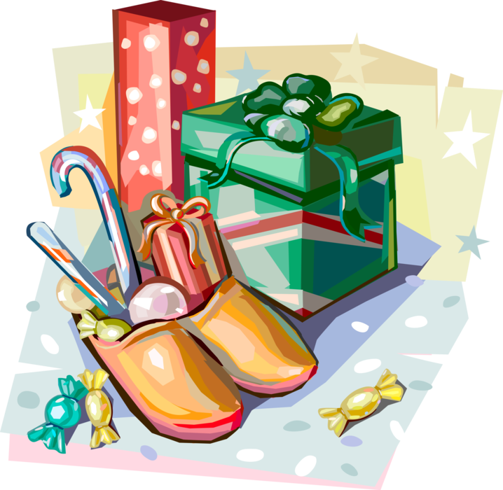 Vector Illustration of Dutch Christmas Traditional Gifts, Holland, The Netherlands