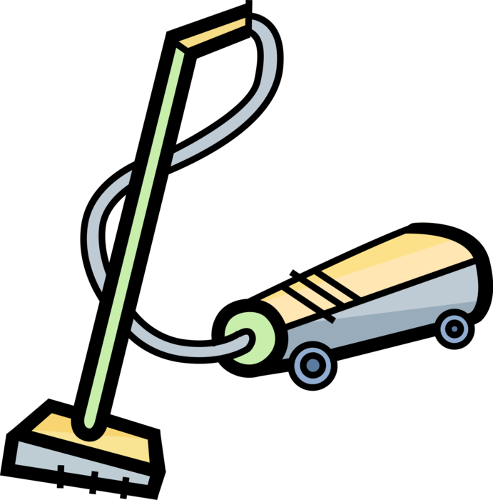 Vector Illustration of Vacuum Cleaner Uses Centrifugal Fan to Suck Up Dust and Dirt