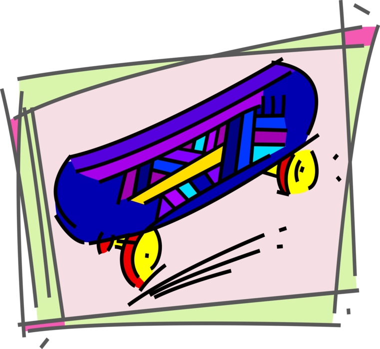 Vector Illustration of Sports Equipment Skateboard on Wheels