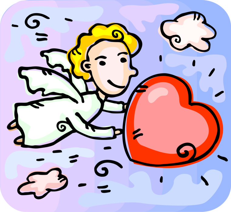 Vector Illustration of Cupid God of Desire and Erotic Love with Romantic Love Heart