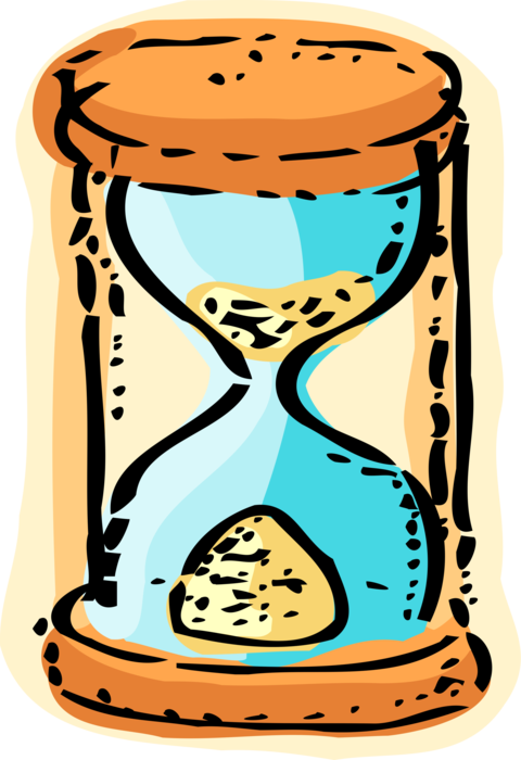 Vector Illustration of Hourglass or Sandglass, Sand Timer, or Sand Clock Measures Passage of Time