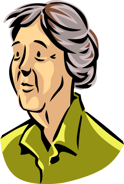 Vector Illustration of Retired Elderly Senior Citizen Woman with Blank Stare