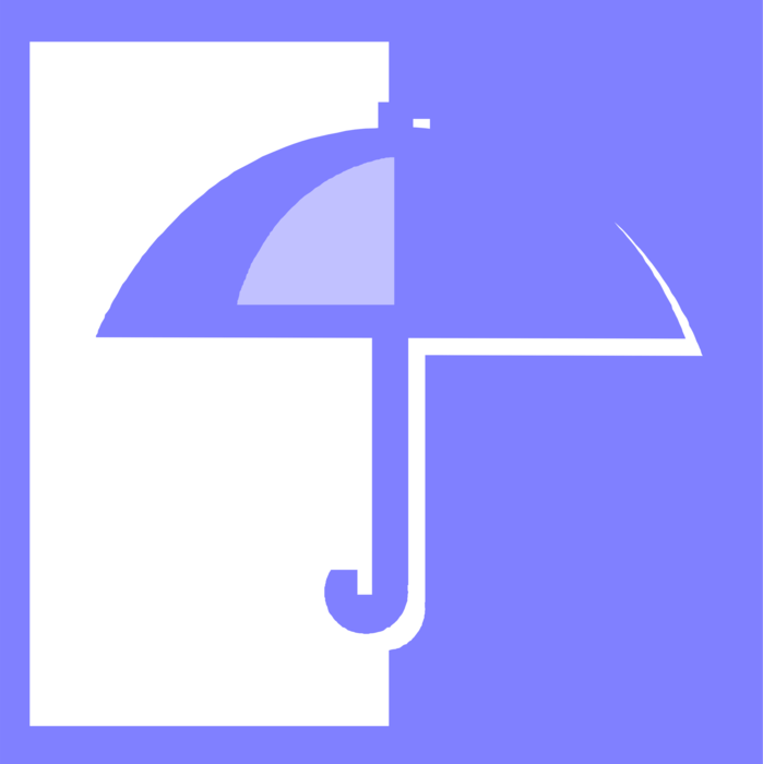 Vector Illustration of Umbrella or Parasol Provides Protection from Inclement Weather Rain or Bright Sunlight