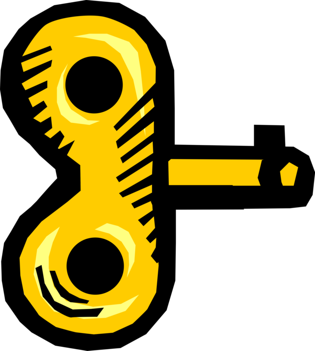 Vector Illustration of Mechanical Wind Up Key Makes Things Go