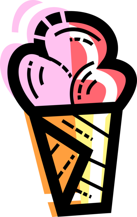 Vector Illustration of Gelato Ice Cream Cone Food Snack or Dessert