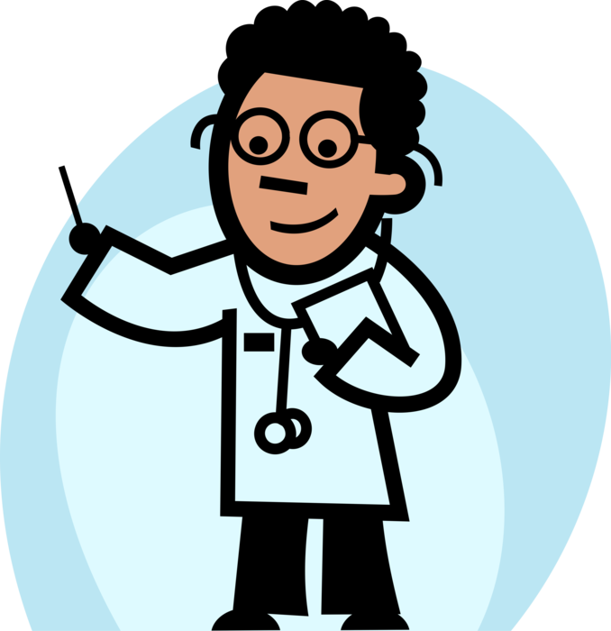 Vector Illustration of African American Health Care Professional Doctor Physician with Thermometer