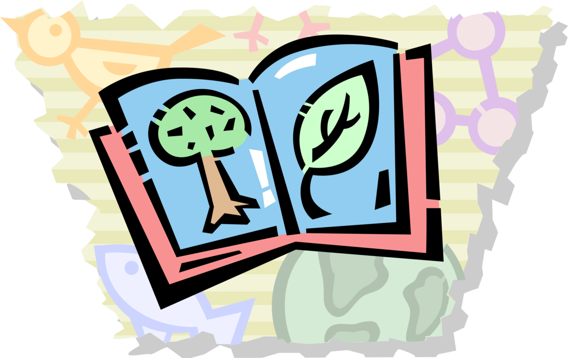 Vector Illustration of Schoolbook Notebook Science Project with Ecosystem Nature Tree and Leaf