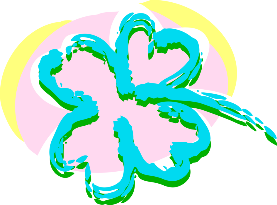 Vector Illustration of St Patrick's Day Four-Leaf Clover Irish Shamrock Brings, Faith, Hope, Love, and Good Luck
