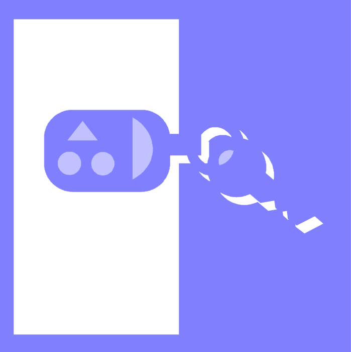 Vector Illustration of Car Key on Keychain or Keyring Fob