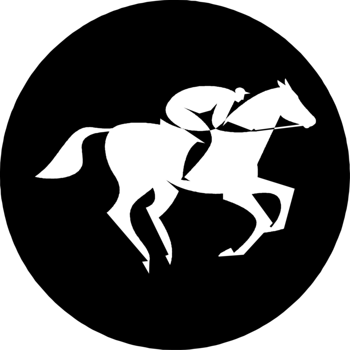 Vector Illustration of Equestrian Jockey Rides Race Horse at Horse Track