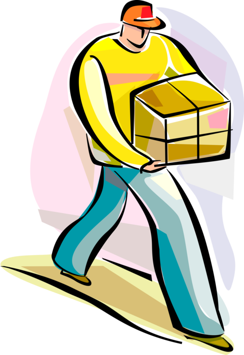 Vector Illustration of Overnight Courier Delivers Small Package to Destination Recipient