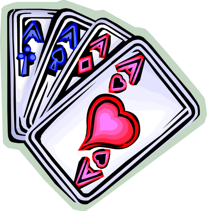 Vector Illustration of Casino and Gambling Games of Chance Playing Cards Aces