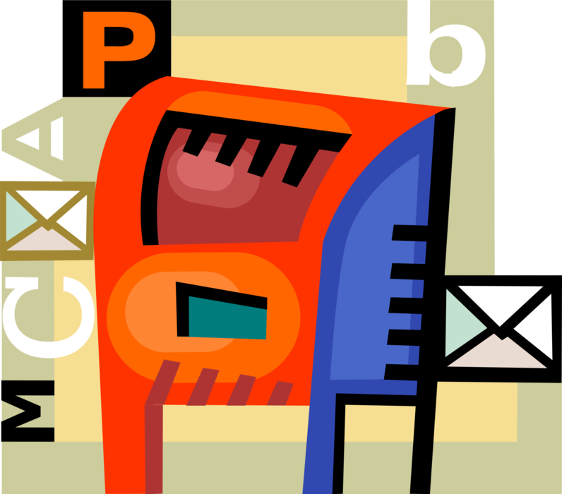 Vector Illustration of Letter Box or Mailbox Receptacle for Incoming Mail with Letters Vector Illustration of Letter Box or Mailbox Receptacle for Incoming Mail with Letters