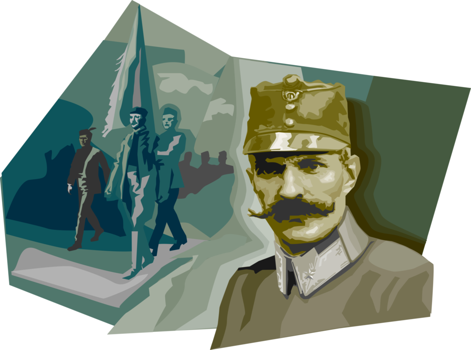 Vector Illustration of General Rudolf Maister, Slovene Military Officer, Poe, Political Activist