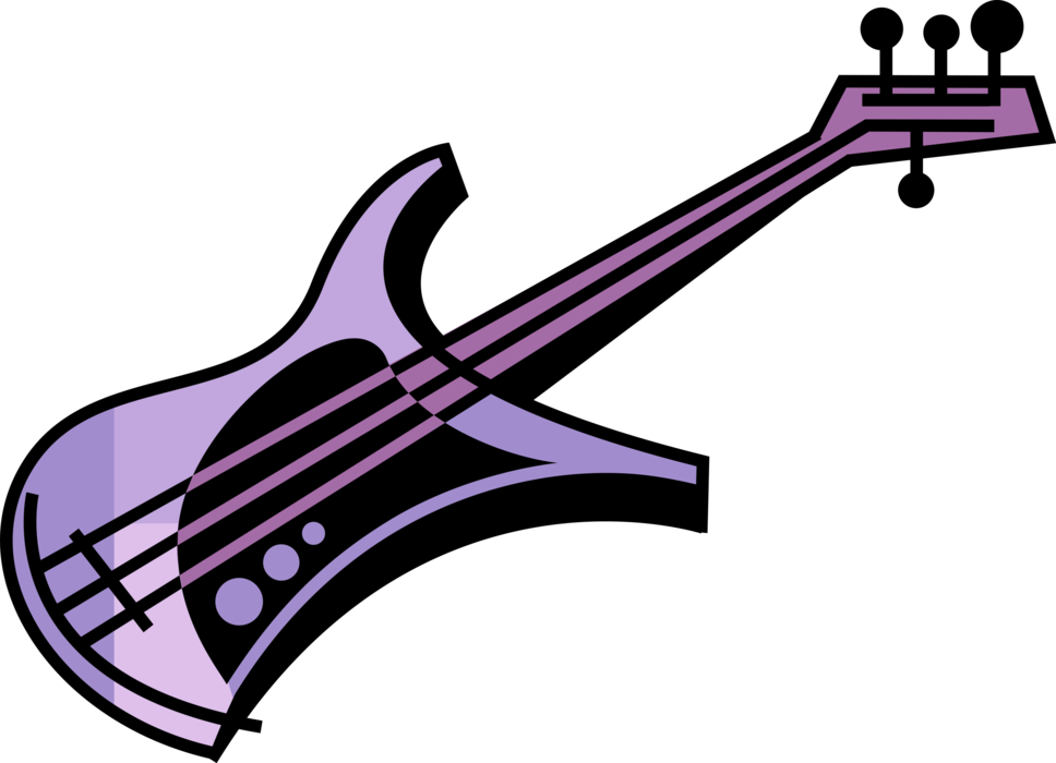 Vector Illustration of Electric Bass Guitar Musical Instrument