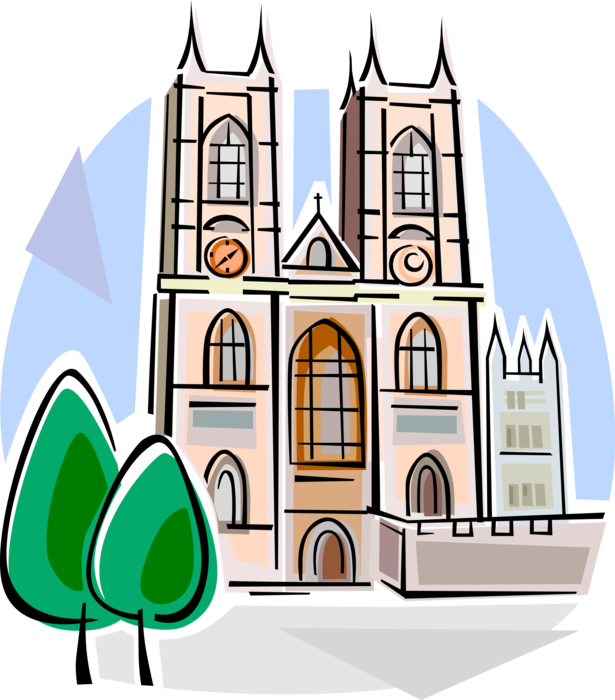 Vector Illustration of Westminster Abbey Gothic Church in the City of Westminster London, England