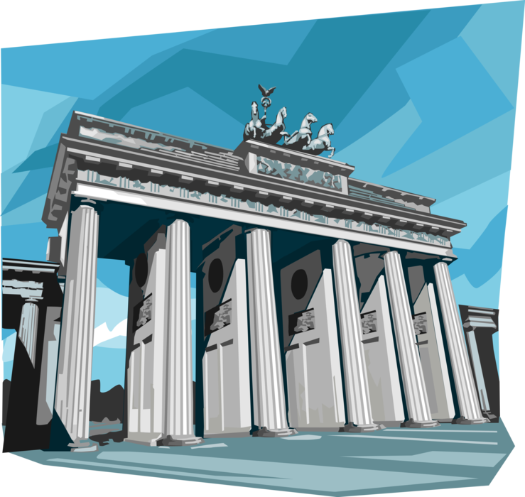 Vector Illustration of Brandenburg Gate, German Neoclassical Monument Landmark, Berlin, Germany 