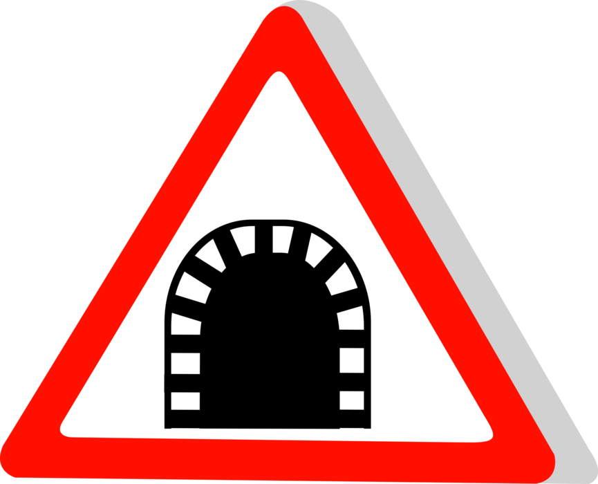 Vector Illustration of European Union EU Traffic Highway Road Sign, Tunnel