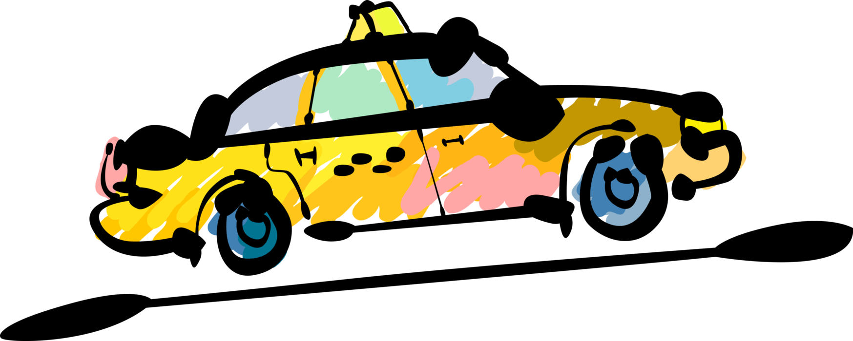 Vector Illustration of Taxicab Taxi or Cab Vehicle for Hire Automobile Motor Car