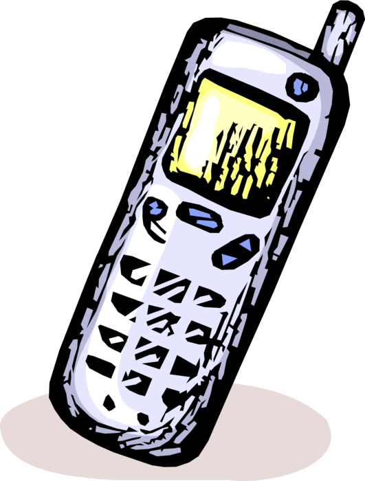 Vector Illustration of Mobile Smartphone Phone Telephone Makes and Receives Calls Over Radio Frequency Carrier