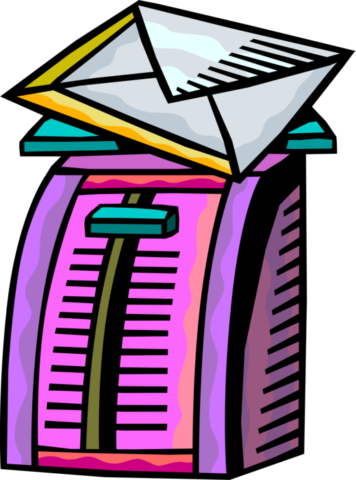 Vector Illustration of Post Office Postal Scale Weighs Letter Envelope to Determine Postage for Delivery