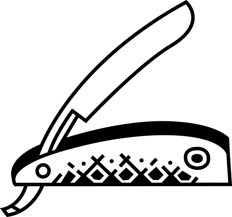 Vector Illustration of Straight Razor Bladed Tool for Shaving