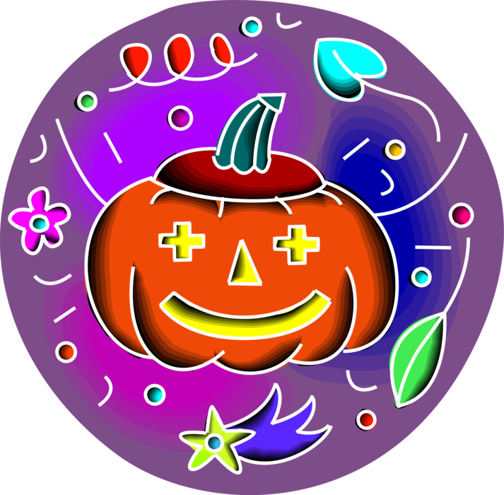 Vector Illustration of Halloween Trick or Treat Jack-o'-Lantern Carved Pumpkin