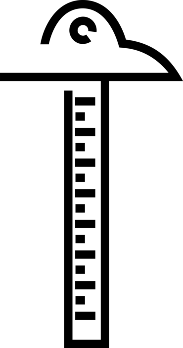 Vector Illustration of T-square Technical Drawing Instrument used by Draftsmen on Drafting Table