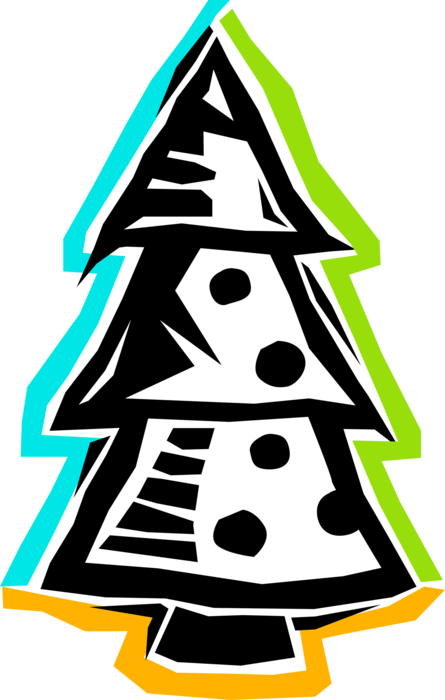 Vector Illustration of Coniferous Evergreen Fir Evergreen Tree