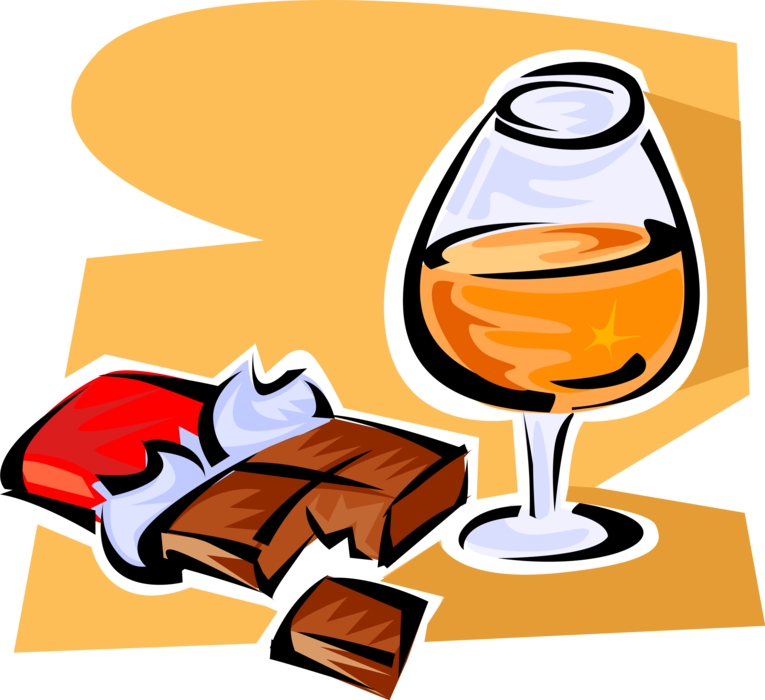 Vector Illustration of French Cognac Brandy and Milk Chocolate Bar Candy