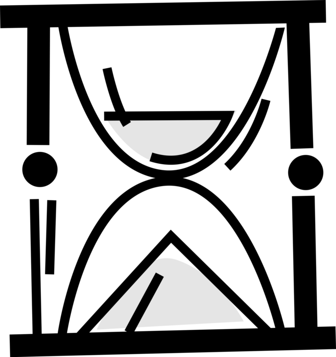 Vector Illustration of Hourglass or Sandglass, Sand Timer, or Sand Clock Measures Passage of Time