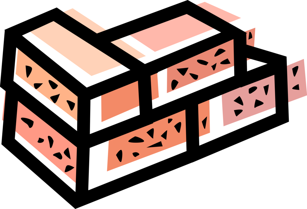 Vector Illustration of Mason Bricklayer's Masonry Brick Wall and Mortar