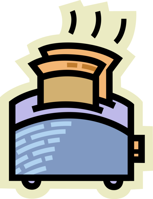 Vector Illustration of Small Electric Kitchen Appliance Toaster or Toast Maker 
