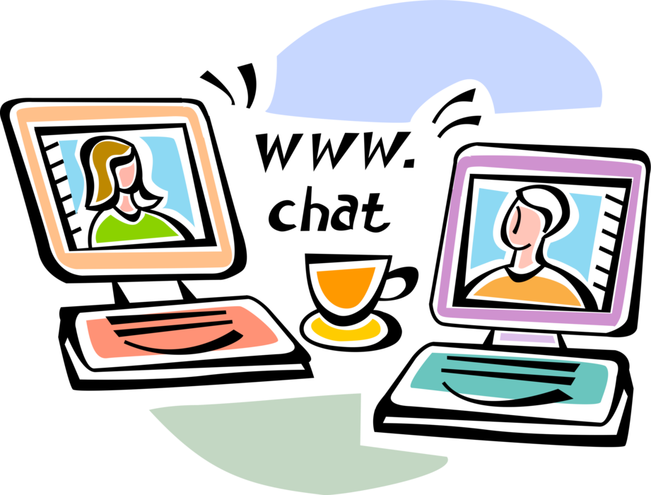 Vector Illustration of Computer Online Skype Communications Chat with Web Cam Camera and Microphone