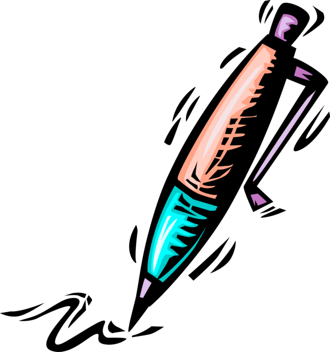 Vector Illustration of Retractable Ballpoint Pen Writing Instrument Available in Disposable and Refillable Models