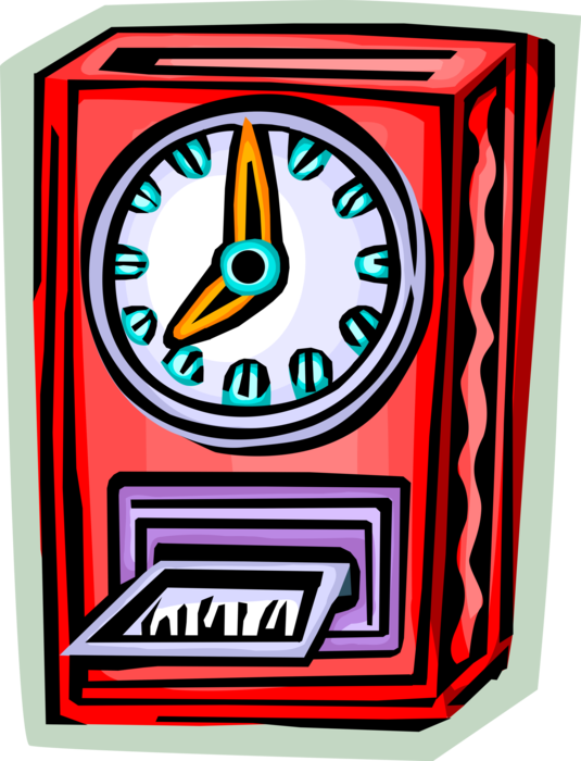 Vector Illustration of Time Clock, Clock Card Machine or Punch Clock Time Recorder