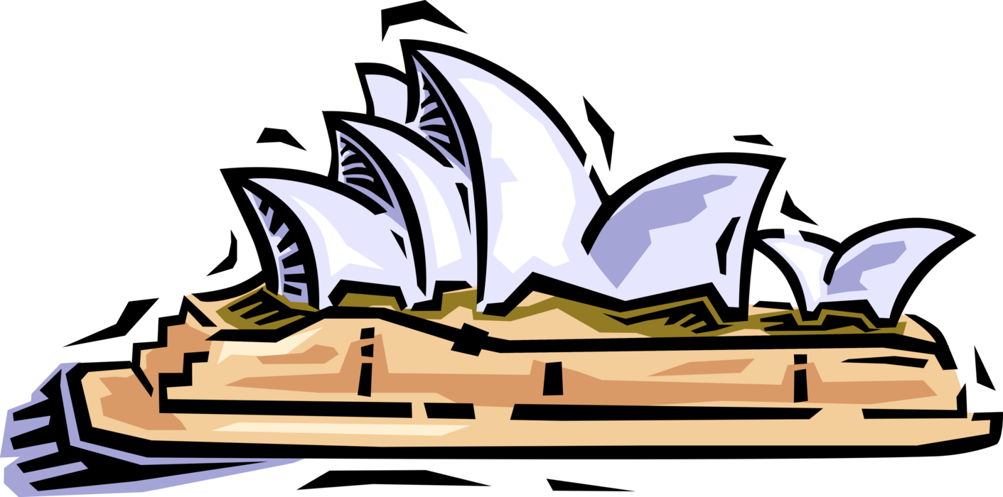 Vector Illustration of Sydney Opera House Multi-Venue Performing Arts Centre in Sydney, Australia