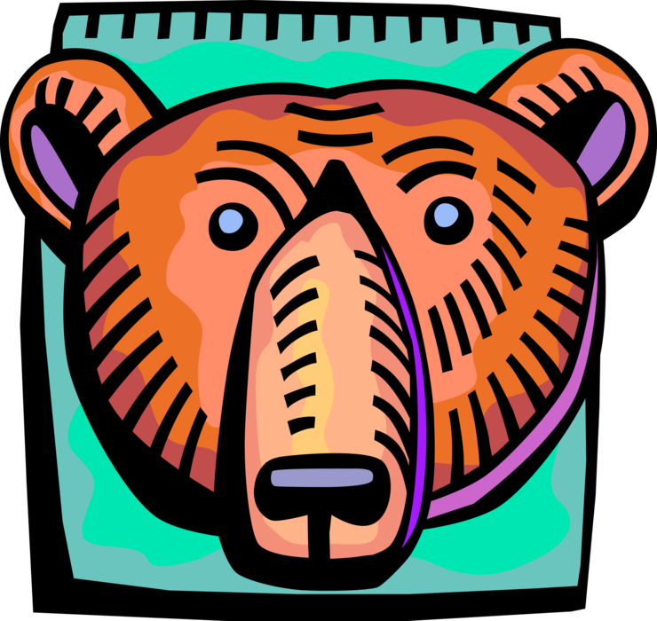 Vector Illustration of Financial Stock Market Brown Bear Represents Bear Market Encouraging Selling on Wall Street