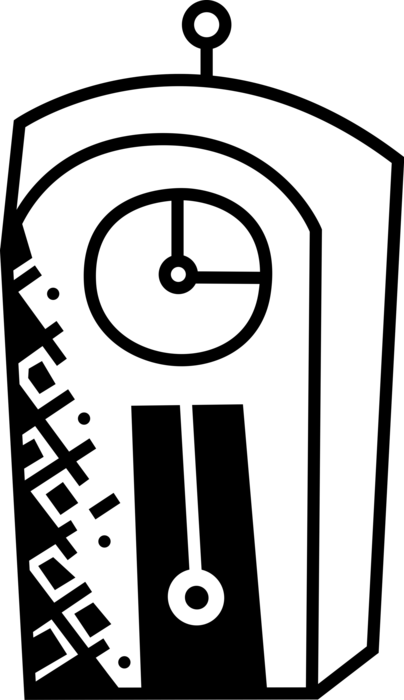 Vector Illustration of Grandfather Clock with Pendulum Tells Time