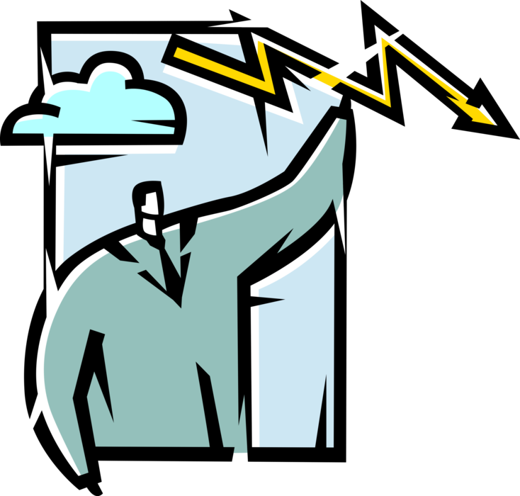 Vector Illustration of Businessman Fires Lightning Bolts at Competition