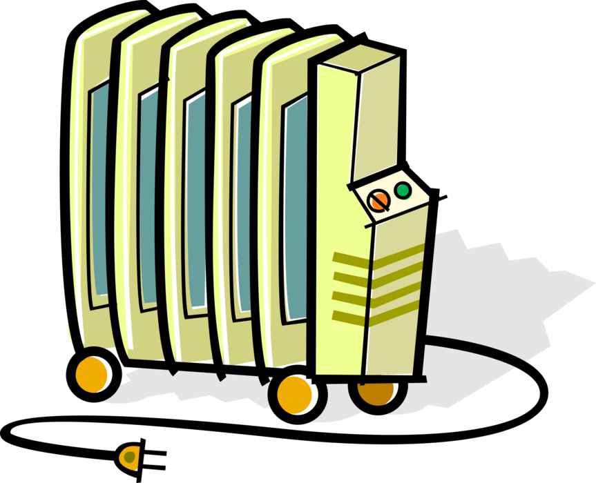 Vector Illustration of Electric Radiator Convector Heat Exchanger Transfers Thermal Energy