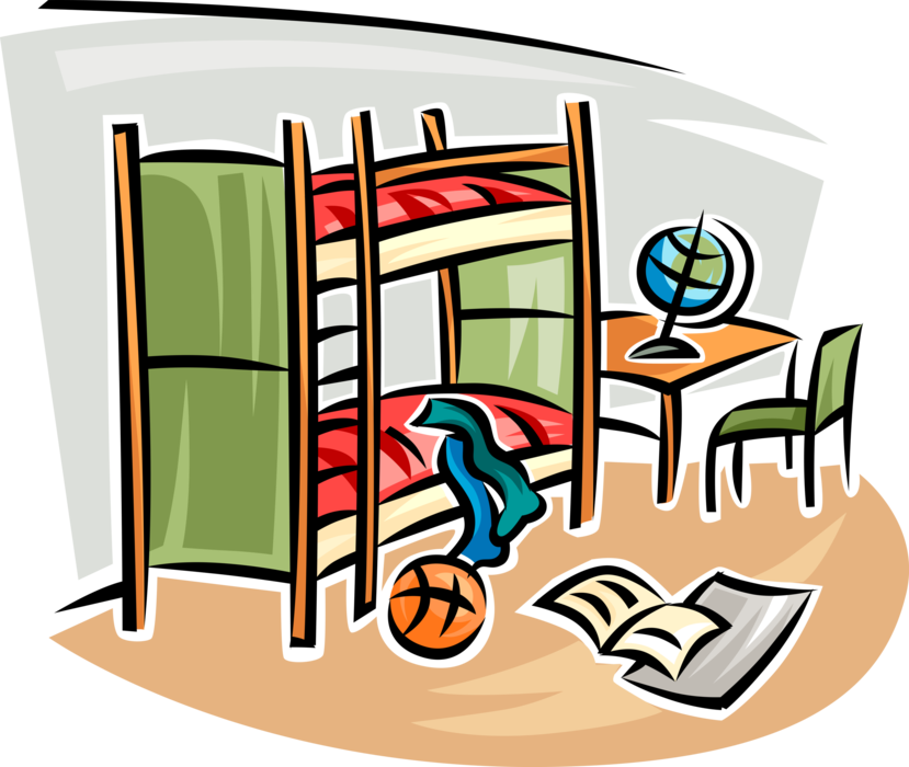 Vector Illustration of Bunk Beds Stacked Bedroom Furniture Beds