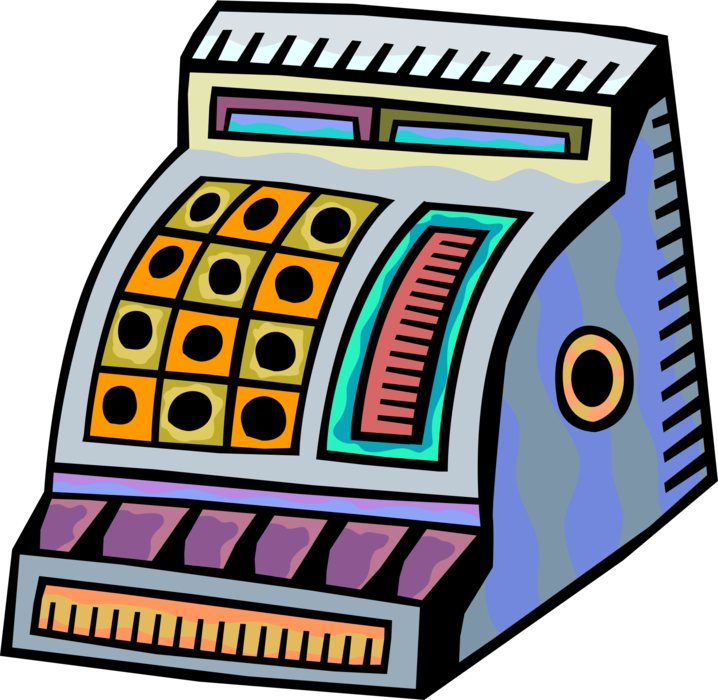 Vector Illustration of Cash Register for Registering and Calculating Retail Sales Transactions