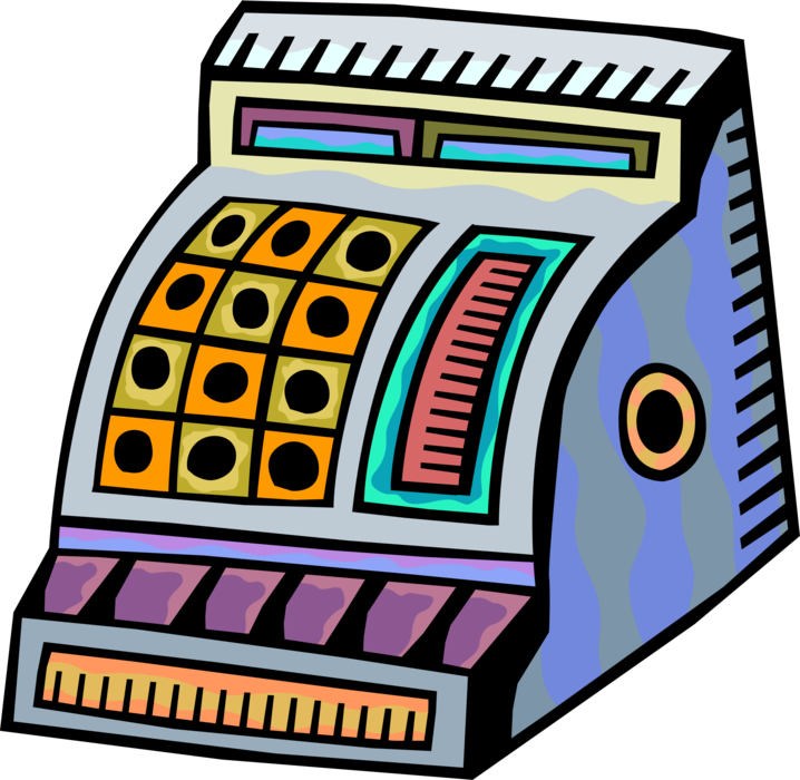 Vector Illustration of Cash Register for Registering and Calculating Retail Sales Transactions