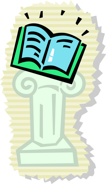 Vector Illustration of Pedagogical Higher level Academic Educational Learning with Book on Pedestal Column