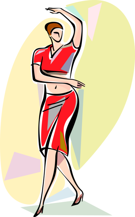 Vector Illustration of Exotic Dancer Performs Dance Routine